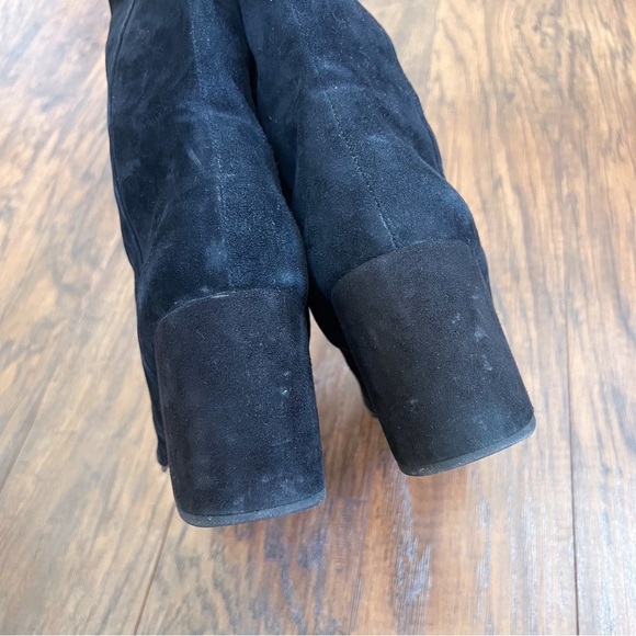 Sam Edelman • Thora Knee Boots black suede leather tall block heel almond toe - Picture 11 of 12
